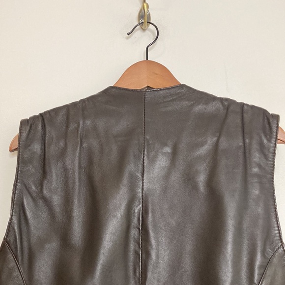 Vintage Leather Vest Mens 36 Brown Button Up Waistcoat Western Olde Hide House - Picture 4 of 15